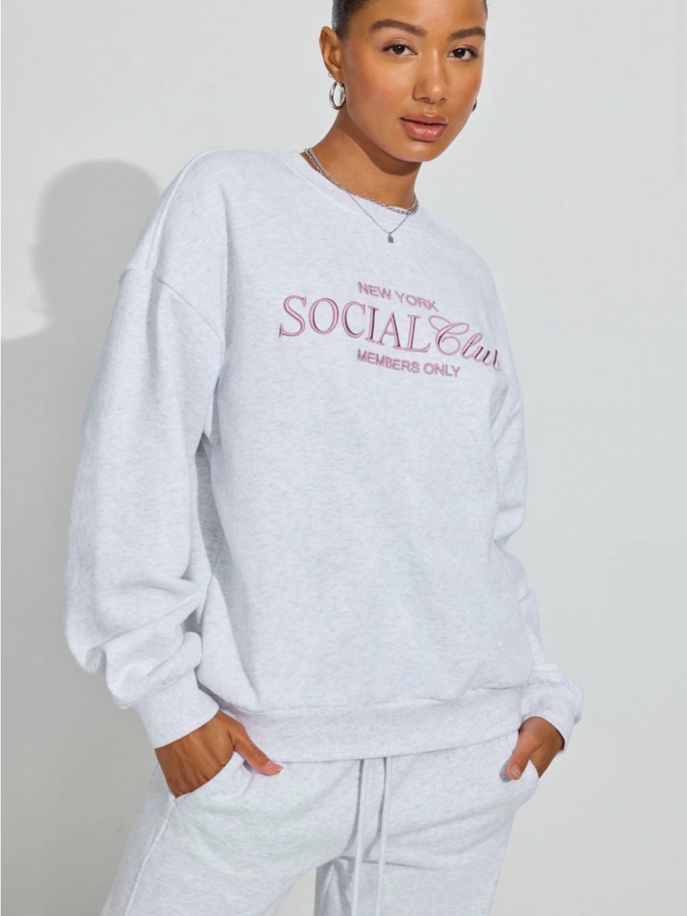 Garage Heather Gray Sweatshirt with Pink Social Club Logo